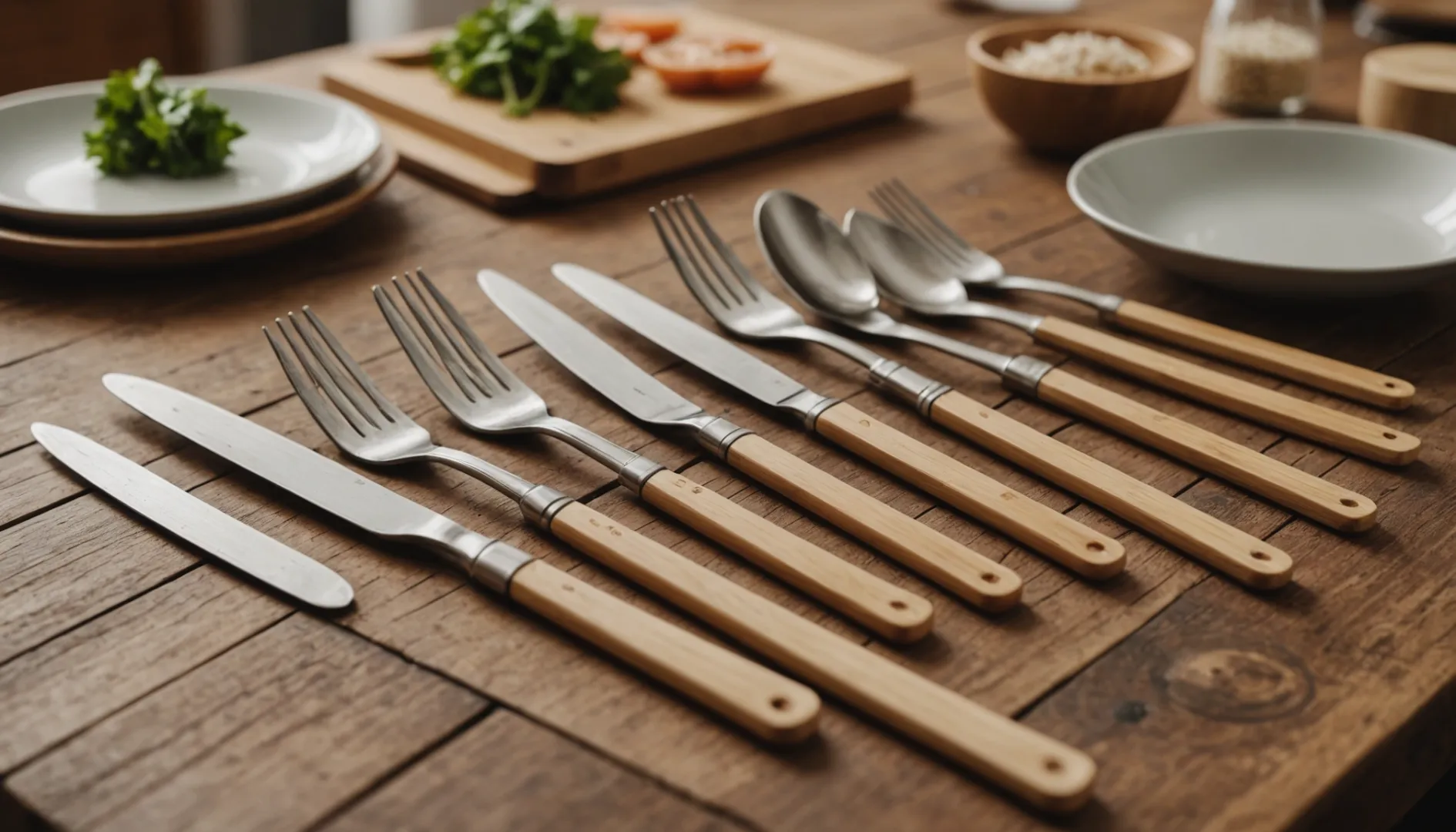 Eco-friendly disposable cutlery made from wood and bamboo