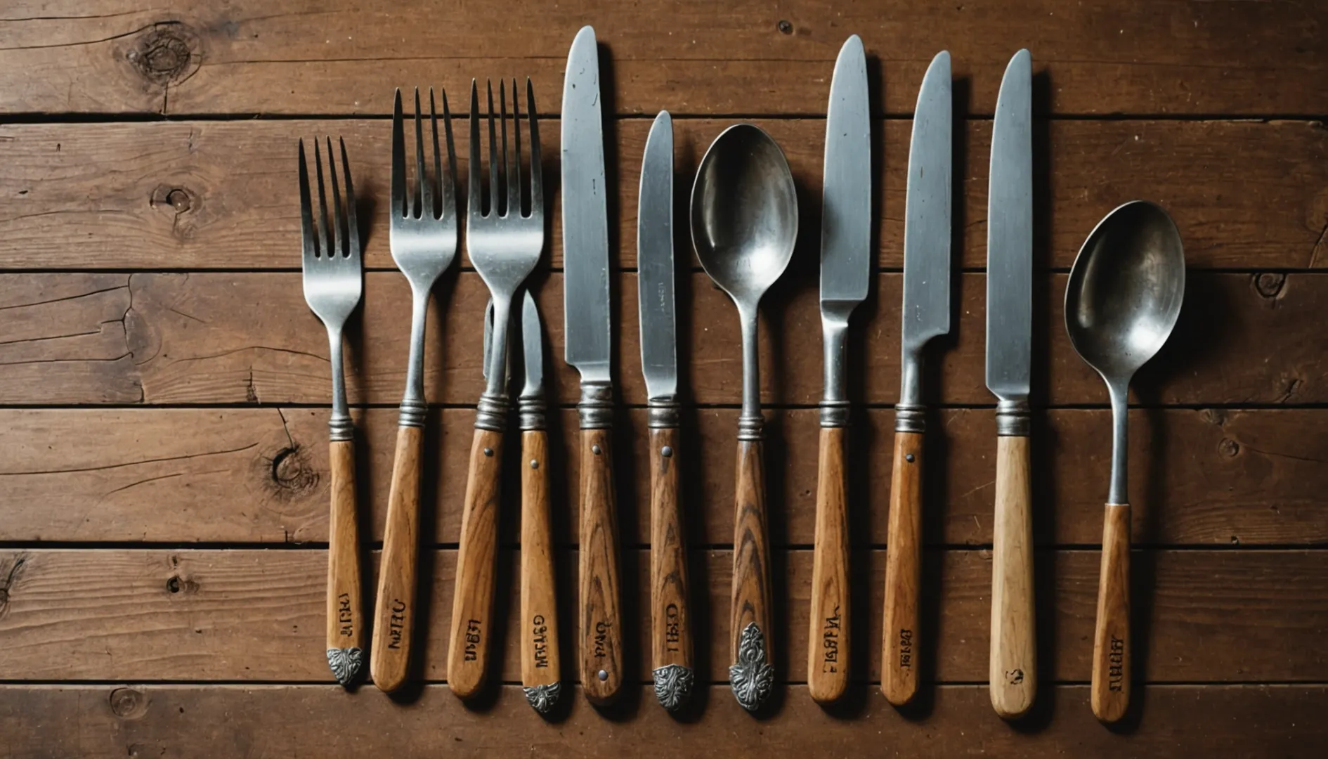 Assortment of eco-friendly cutlery with certification labels