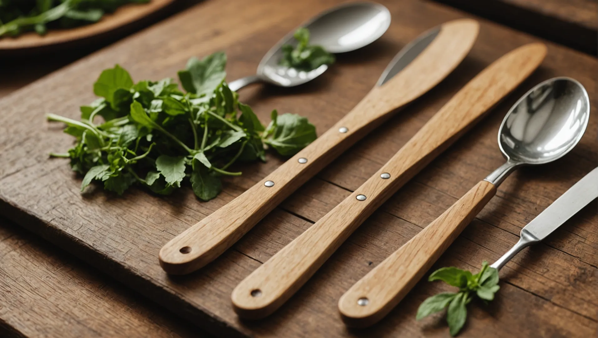 Eco-friendly wooden cutlery with natural coatings