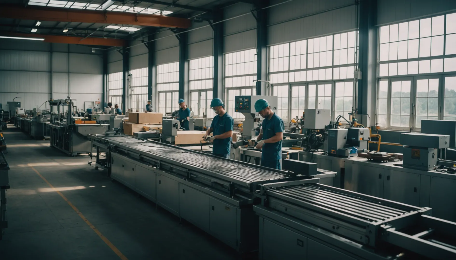 Modern factory producing eco-friendly wooden cutlery with advanced machinery
