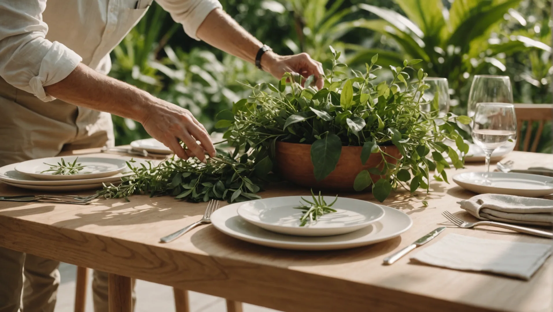 Event planner with wooden cutlery setup