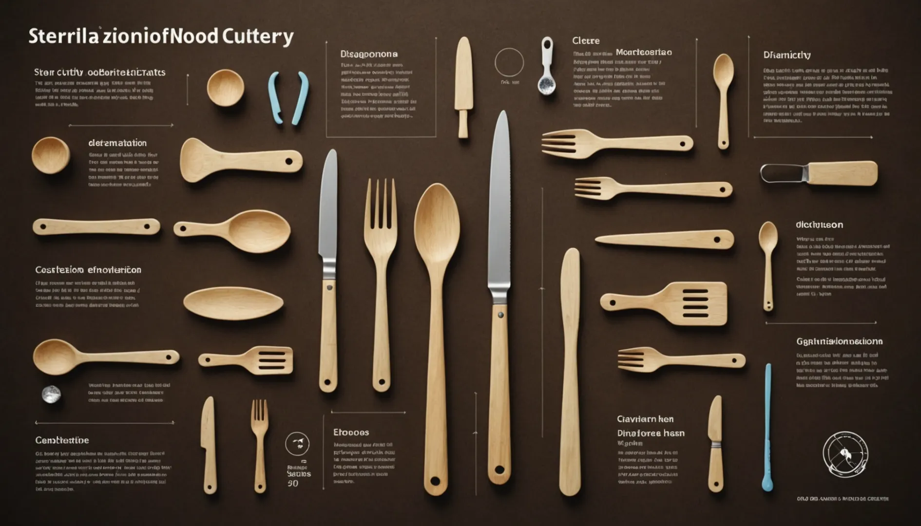 Infographic showing sterilization methods for wooden cutlery