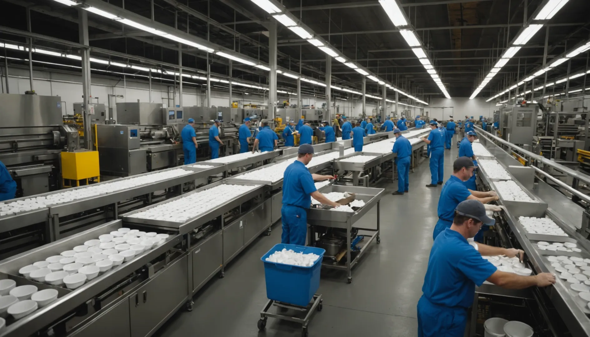 Interior view of a modern Georgia-Pacific manufacturing plant producing Dixie brand products.