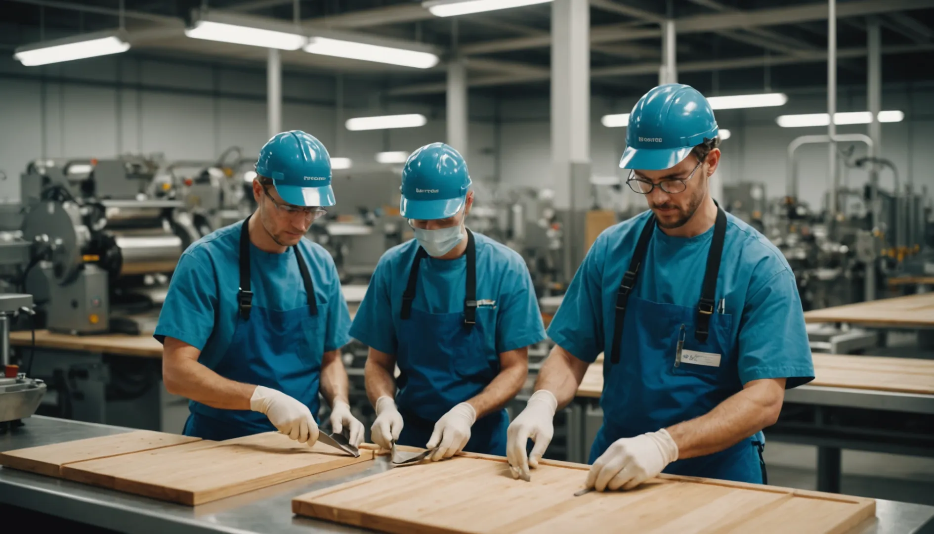 Interior of a clean manufacturing facility for wooden cutlery