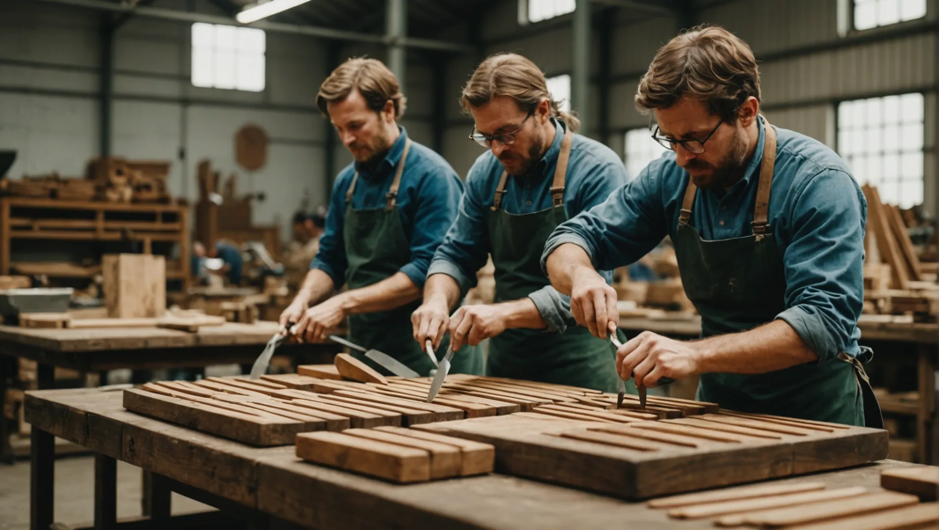 Wooden cutlery being produced sustainably with eco-friendly practices