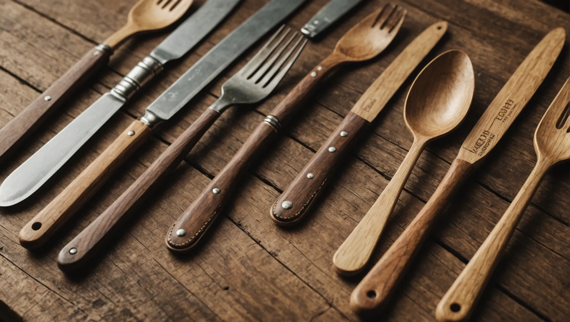 Wooden cutlery with certification labels