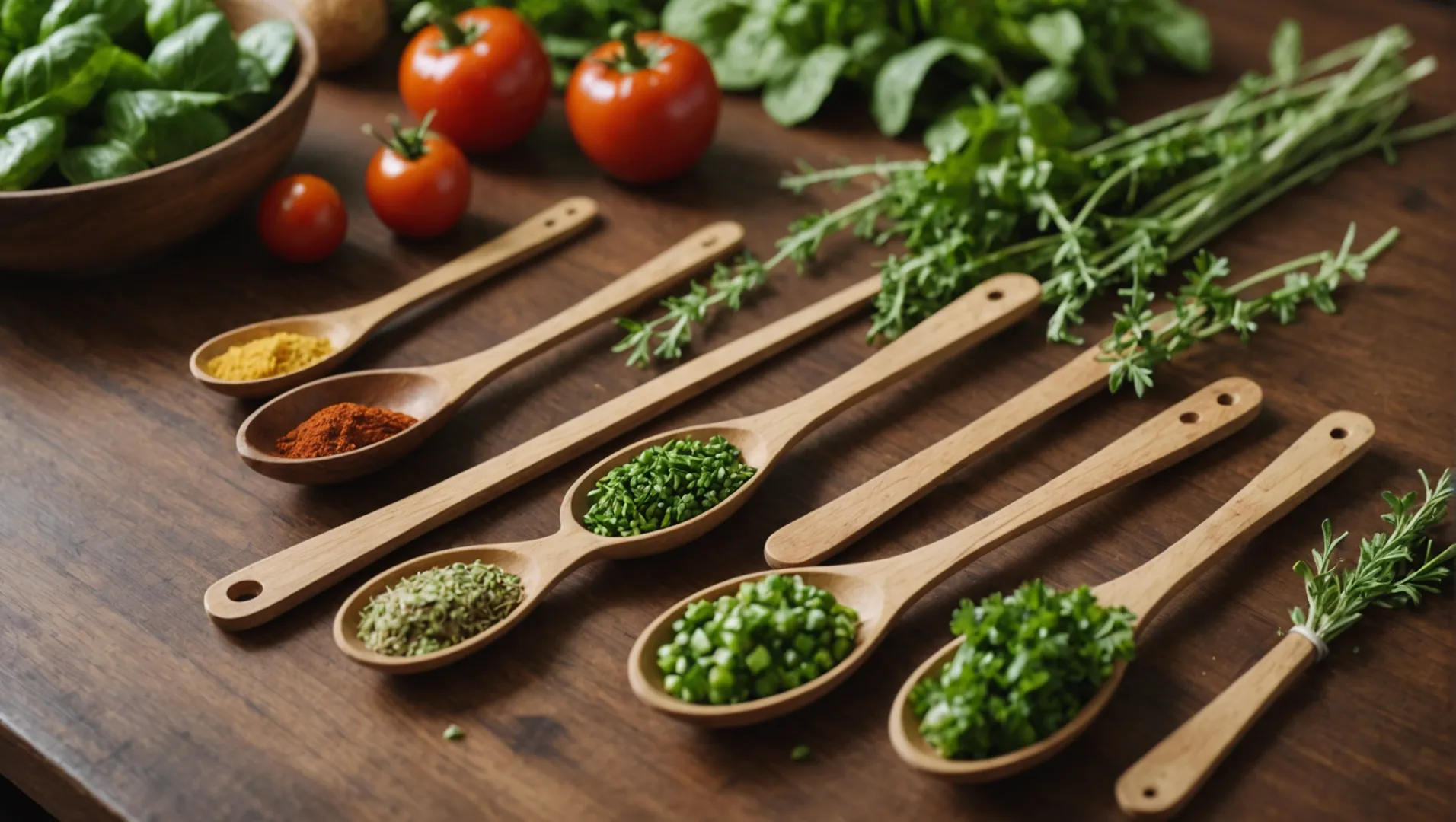 Wooden spoons in a kitchen setting