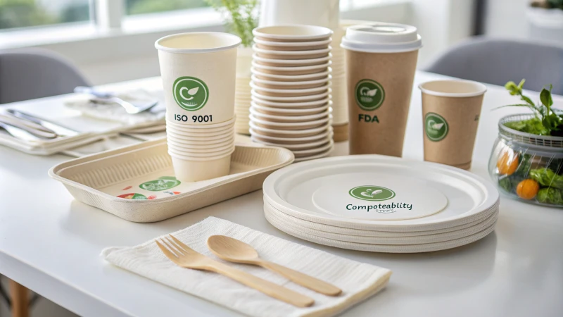 Organized display of certified disposable tableware