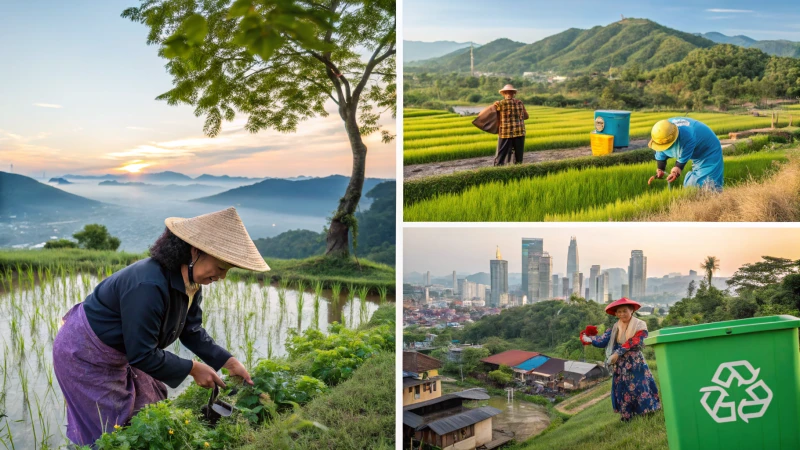 Collage depicting diverse cultural practices in environmental awareness