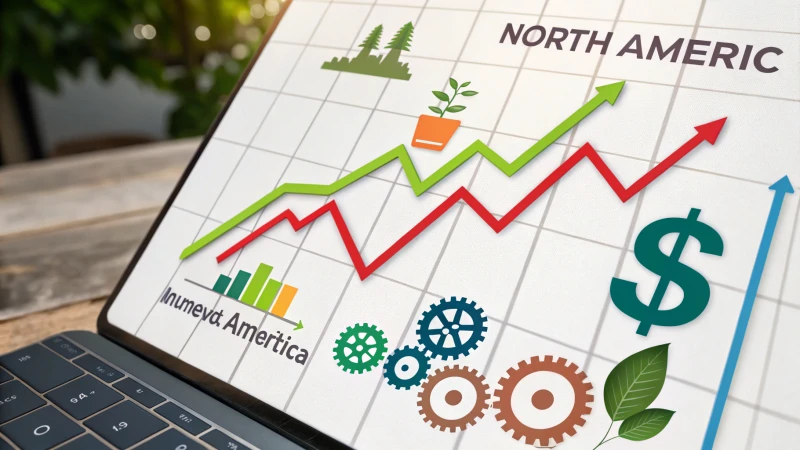 Infographic showing rising demand in North America with a dynamic graph and relevant icons