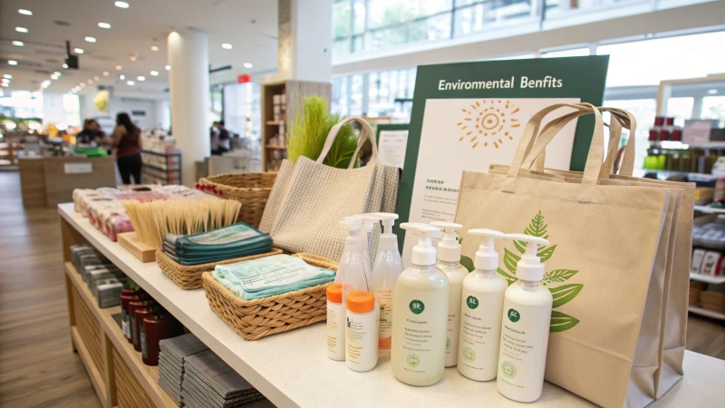 Vibrant retail display of eco-friendly products