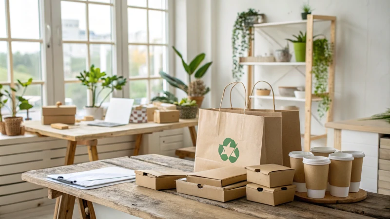 A bright workspace with eco-friendly packaging materials