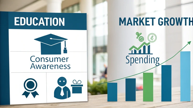 Infographic illustrating the relationship between education and market growth.