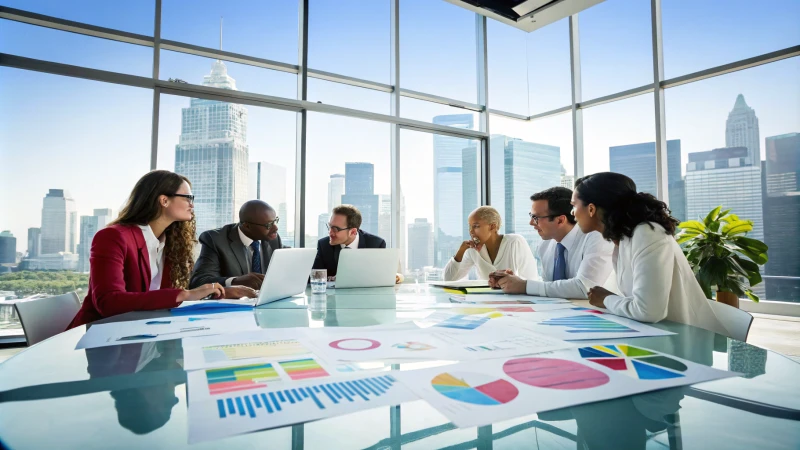 Diverse professionals collaborating in a modern conference room