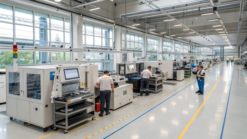 Busy assembly line in a modern manufacturing facility