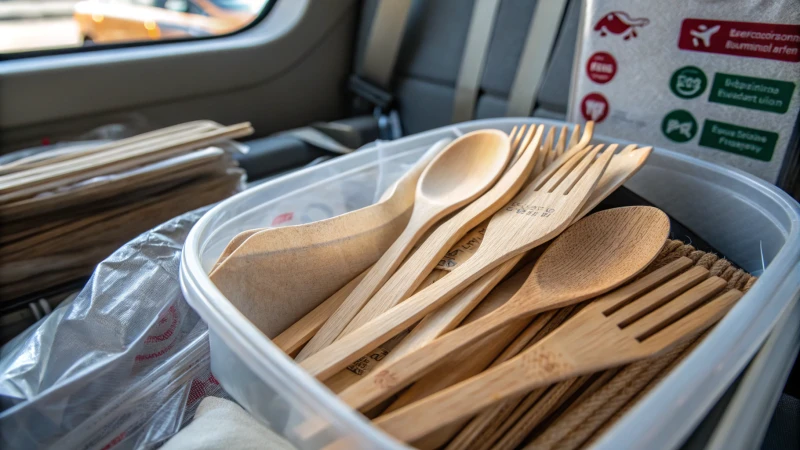 Wooden cutlery packed securely with visible temperature control indicators